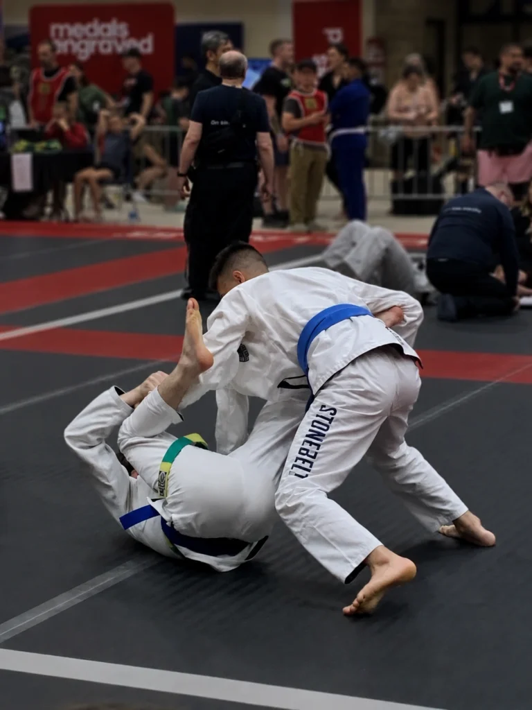 Brazilian Jiu-Jitsu athlete competing in a Stonebelt Heritage Gi