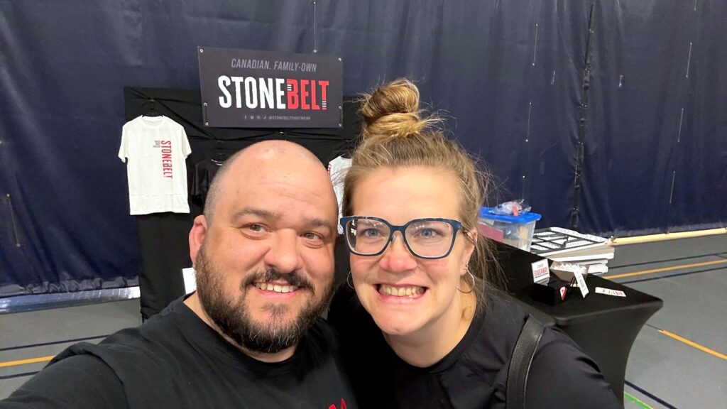 Family-run Canadian BJJ brand Stonebelt at a BJJ tournament