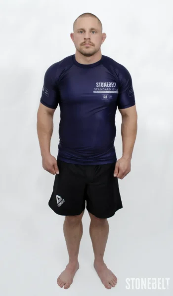 Standard Issue Short Sleeve BJJ Rashguard — Navy Blue | Stonebelt