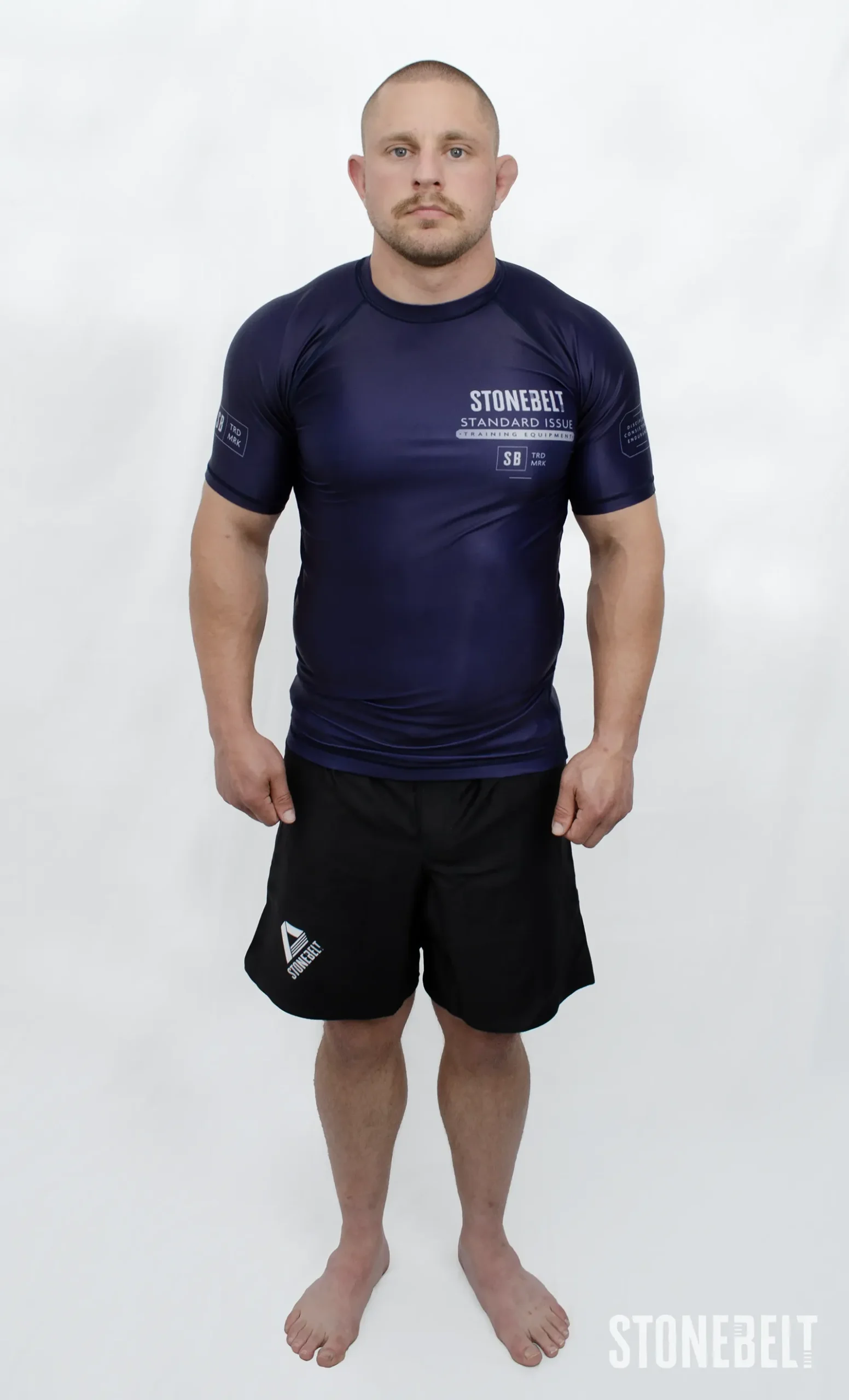 Standard Issue Short Sleeve BJJ Rashguard — Navy Blue | Stonebelt