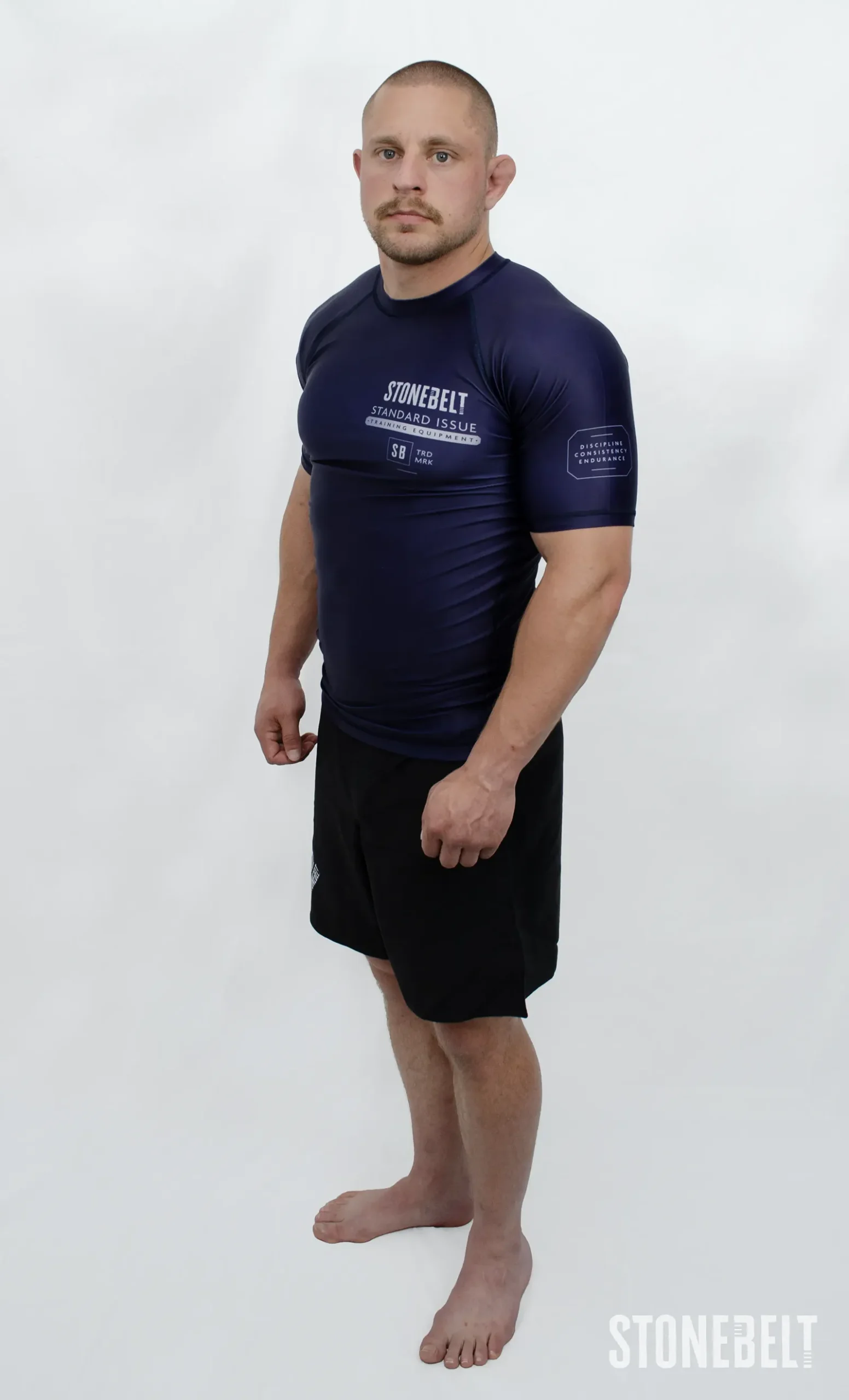 Standard Issue Short Sleeve BJJ Rashguard — Navy Blue | Stonebelt