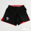 Short de grappling Heritage Stonebelt en noir avec accents rouges, vue de face, ceinture Forged Under Pressure